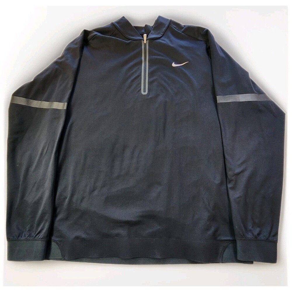 Nike Tiger Woods Collection Black 1/4 Zip Hooded Pullover Mens XL 542074-010